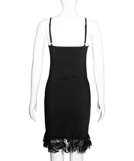 Fall Flirt: Black Lace & Ruched Drawstring Cami Mini Dress - Your Halloween Party Go-To
