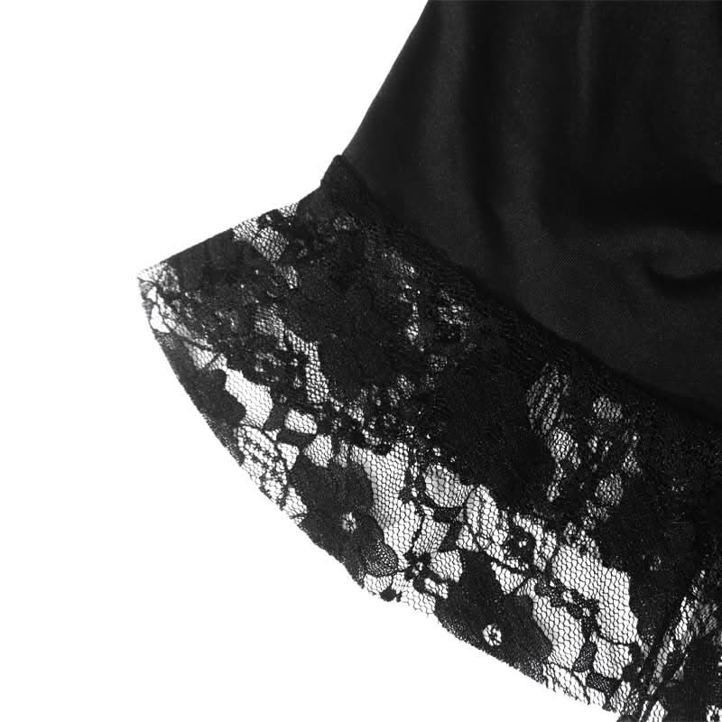 Fall Flirt: Black Lace & Ruched Drawstring Cami Mini Dress - Your Halloween Party Go-To