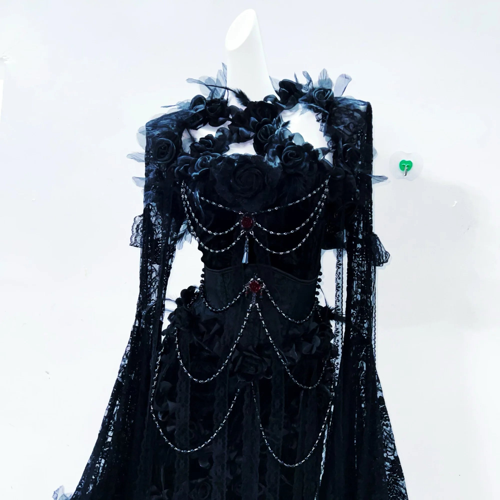 Enchanted Black Lace Maxi Dress | Gothic Corset Gown for Halloween & Fall Galas