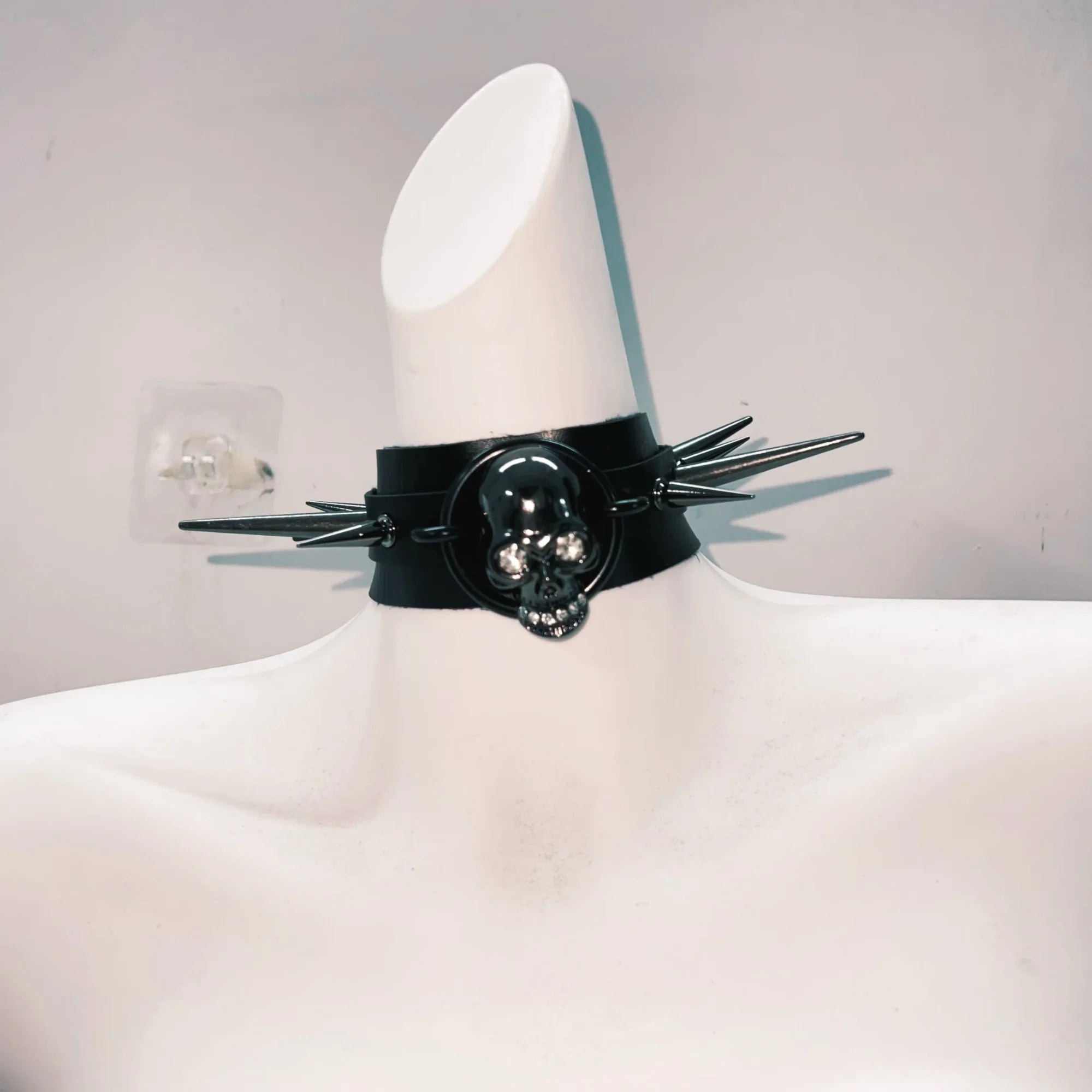 Unleash Your Inner Rebel: Spiked Skull & Chain Mini Set with Choker - Goth Punk Halloween Ready