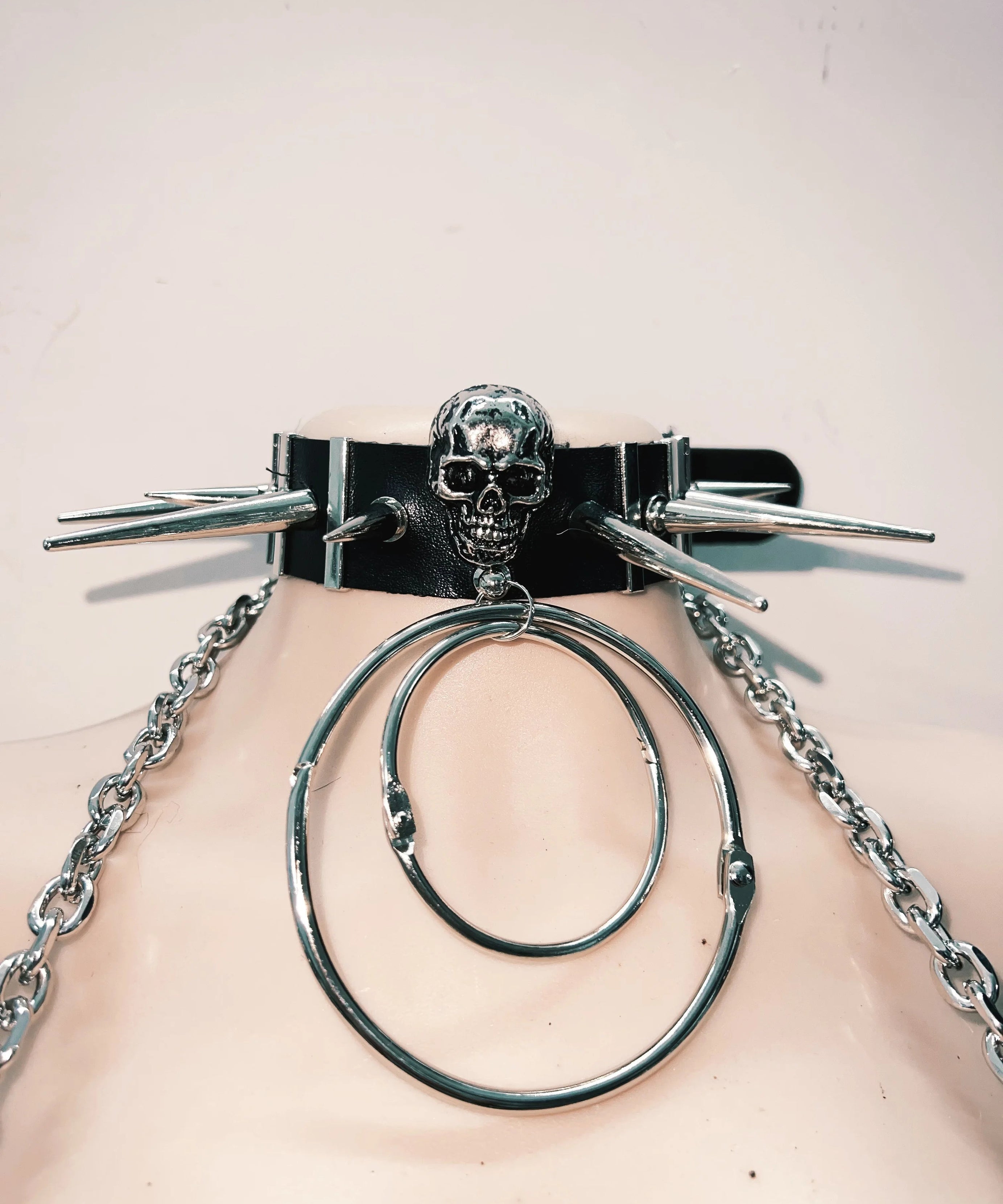 Gothic Siren Spiked Halter & Fur Mini Skirt Set - Ultimate Halloween & Rave Statement