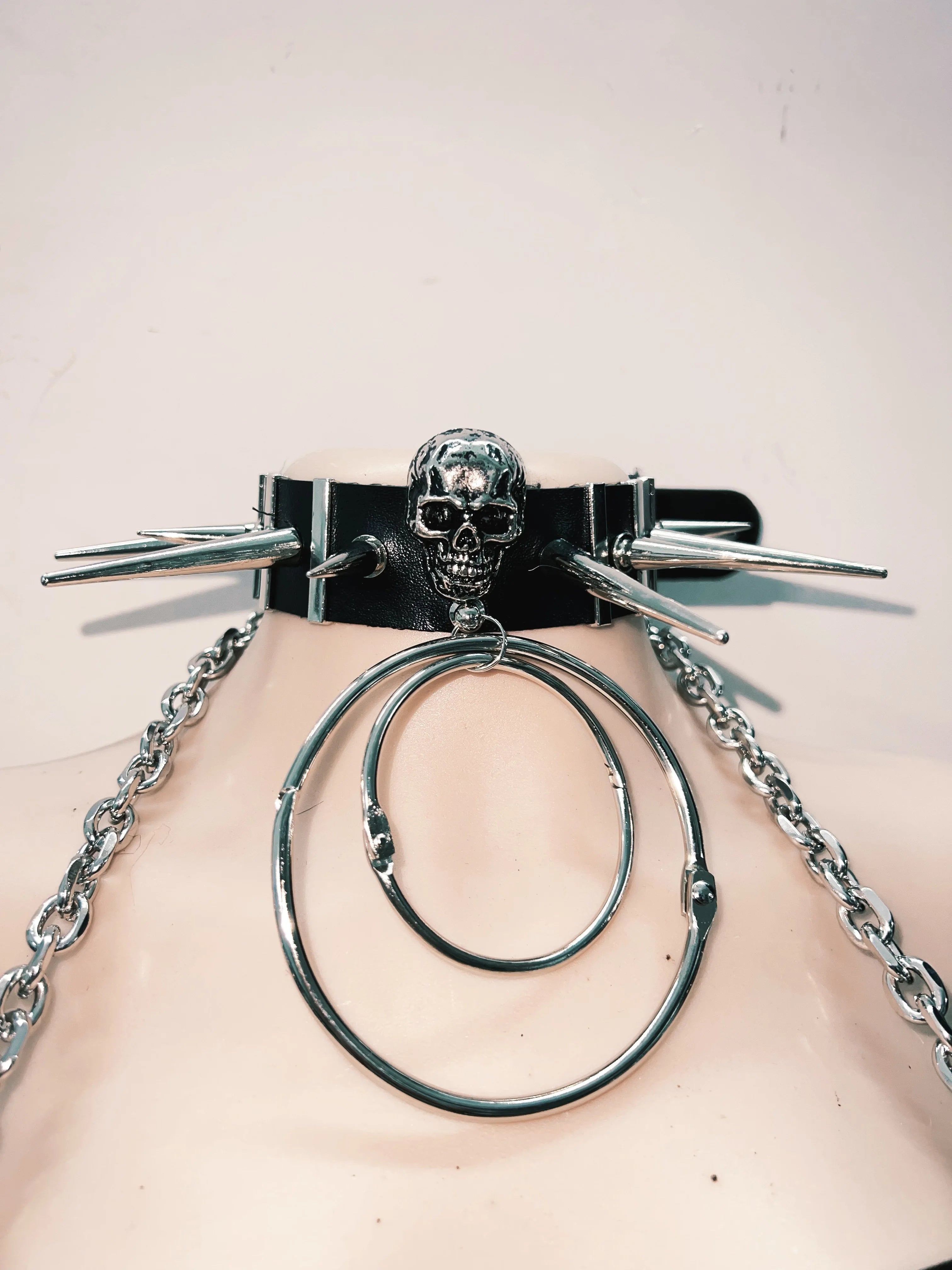 Gothic Siren Spiked Halter & Fur Mini Skirt Set - Ultimate Halloween & Rave Statement