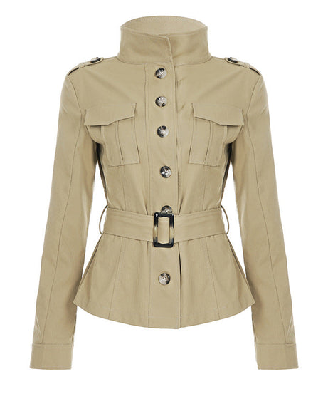 Elevated Fall Utility Peplum Jacket for Women - Chic Belted Design