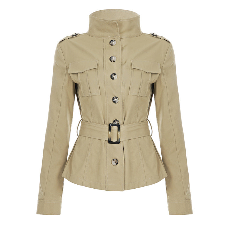 Elevated Fall Utility Peplum Jacket for Women - Chic Belted Design