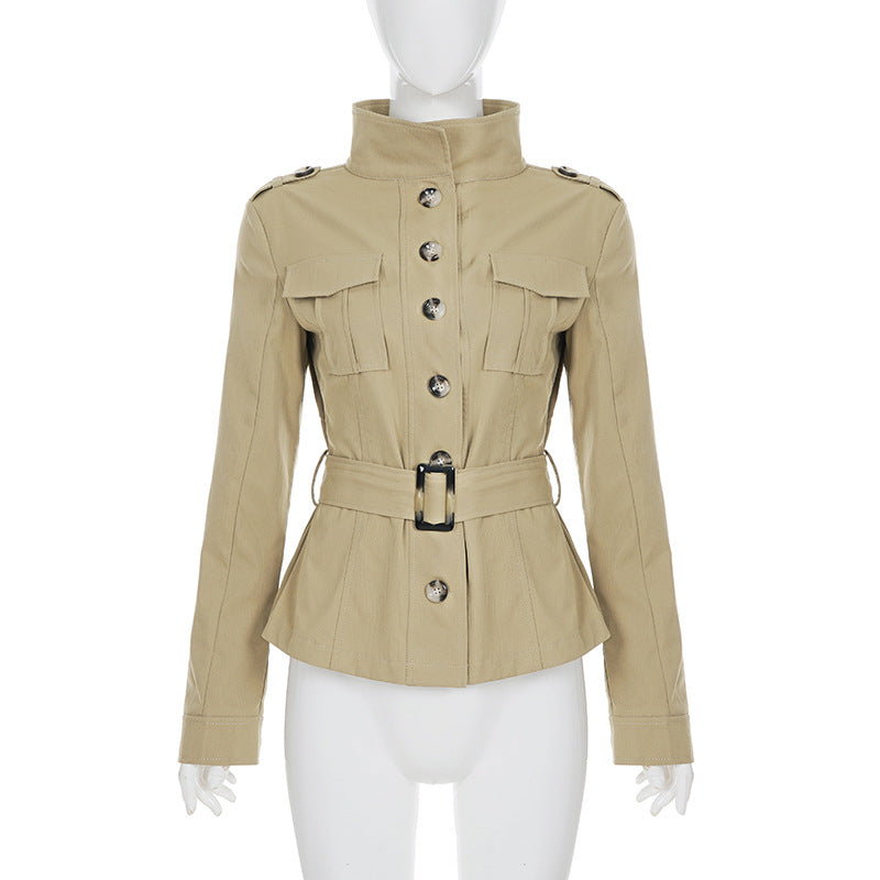 Elevated Fall Utility Peplum Jacket for Women - Chic Belted Design