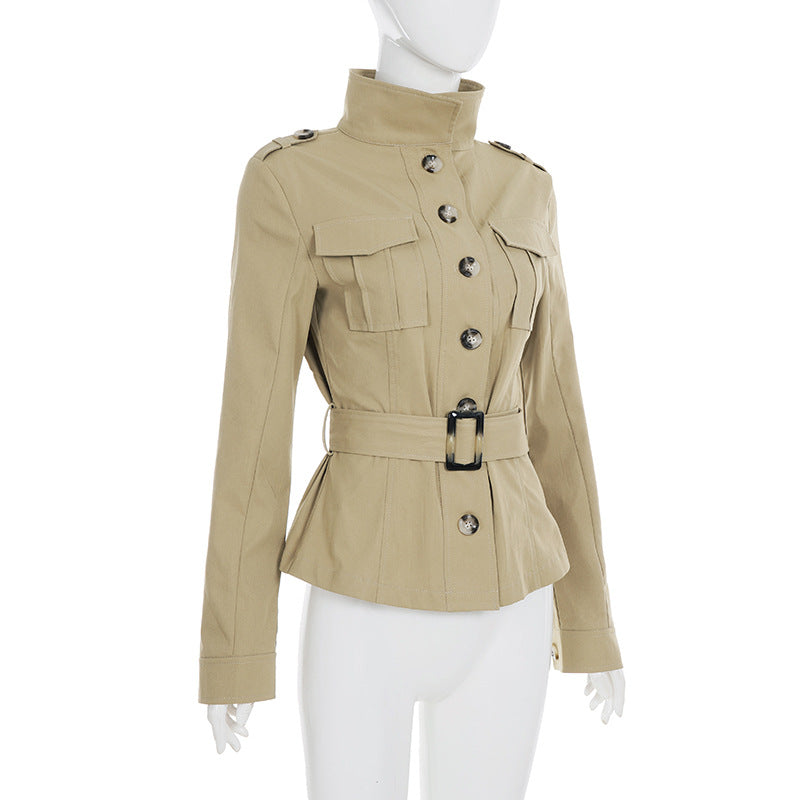 Elevated Fall Utility Peplum Jacket for Women - Chic Belted Design