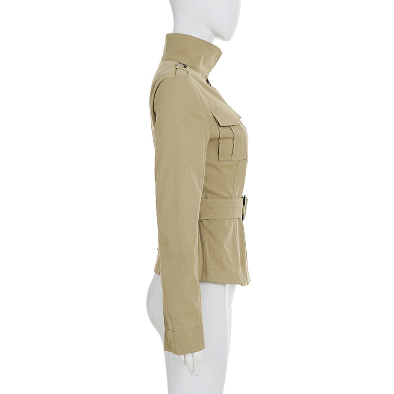 Elevated Fall Utility Peplum Jacket for Women - Chic Belted Design