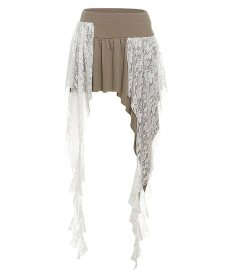 Mystical Asymmetrical Lace Mini Skirt - Fall Boho Chic & Halloween Ready for Women