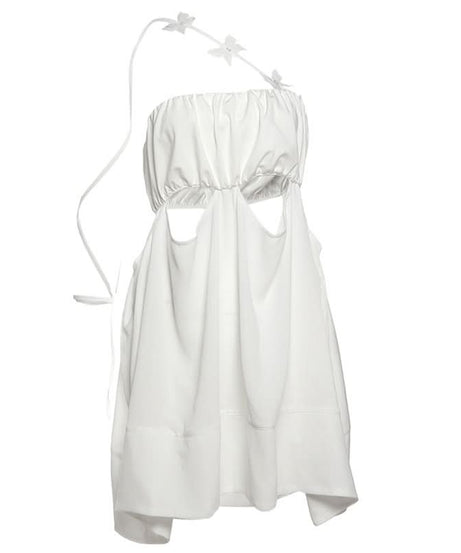 Enchanting White Butterfly Cut Out Mini Dress - Y2K Party, Halloween & Resort Chic