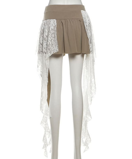 Mystical Asymmetrical Lace Mini Skirt - Fall Boho Chic & Halloween Ready for Women