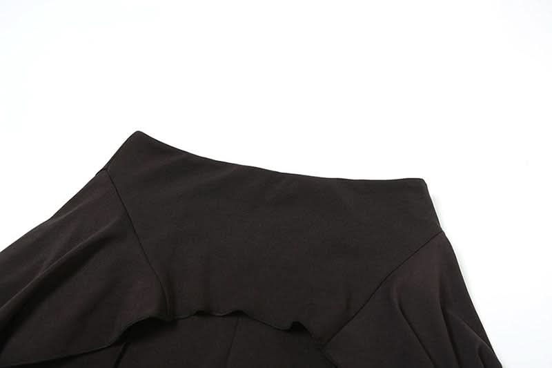 Chic Ruffle Waist High-Waisted Flare Pants - Black Fall Statement Piece