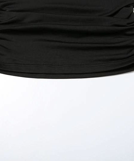 Effortlessly Chic Black Halter Top: Ruched Backless Keyhole & Shell Charm for Fall & Holiday Glam