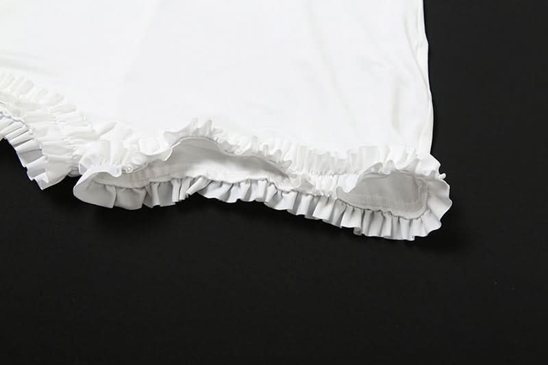 Angelic Sparkle Ruffle Halter Romper - White Bodycon Fall Fashion