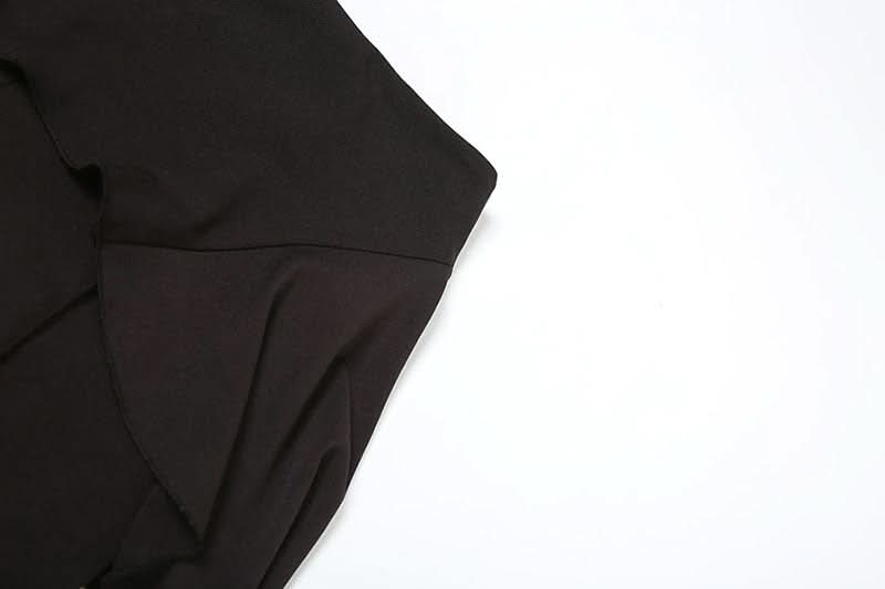 Chic Ruffle Waist High-Waisted Flare Pants - Black Fall Statement Piece