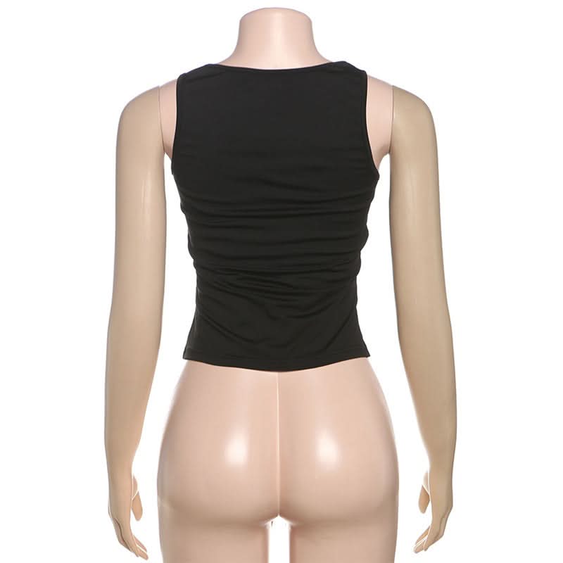 Edgy Chic Black Cutout Tank Top with Dazzling Chain Detail - Your Fall Statement Piece