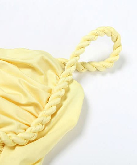 Chic Lemon Chiffon Ruched Cutout Maxi Dress Set | Braided Strap & Bodycon Glam for Destination & Special Events