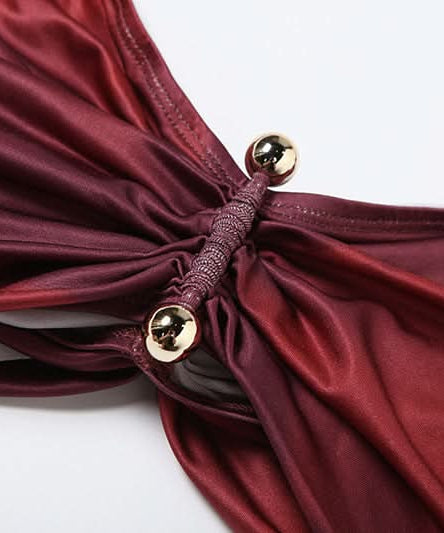 Fall & Holiday Glam: Burgundy Ruched Halter Crop Top & Maxi Skirt Set