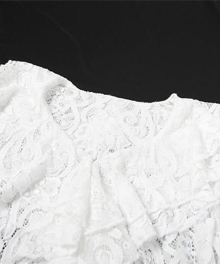 Enchanting White Lace Ruffle Mini Skirt Set - Fall & Holiday Soirées