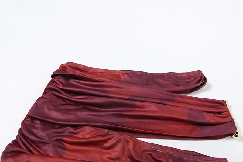 Fall & Holiday Glam: Burgundy Ruched Halter Crop Top & Maxi Skirt Set