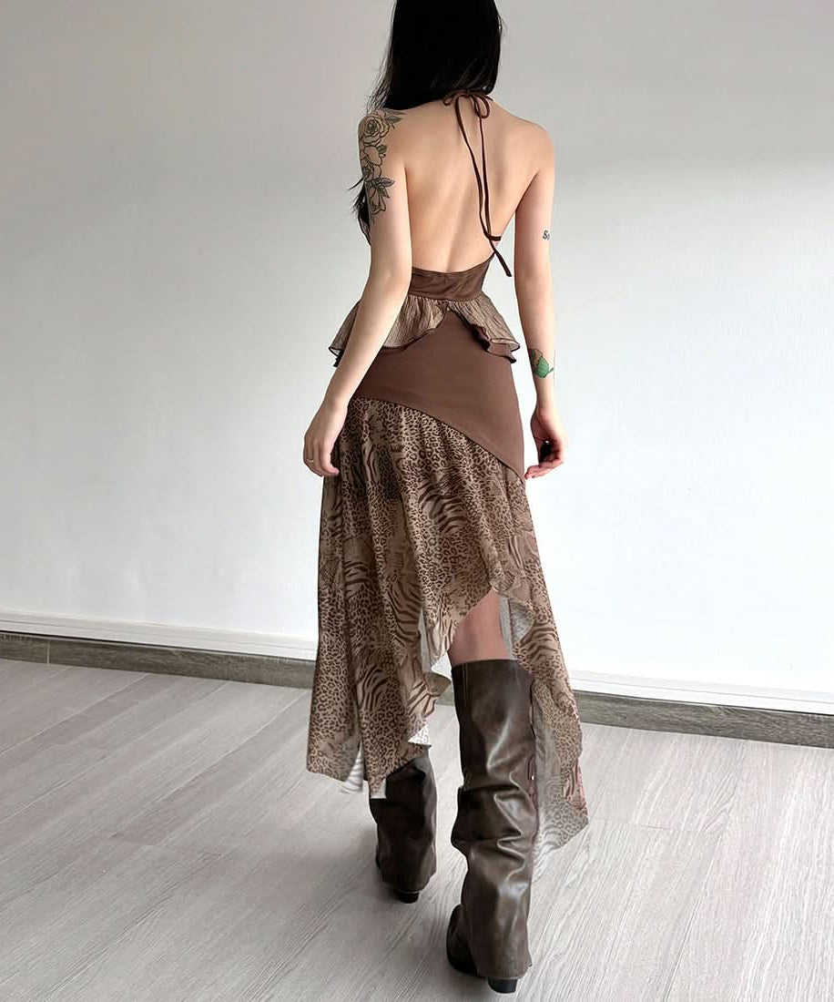 Boho Enchantress Halter Tiered Top - Autumn Festival & Y2K Style