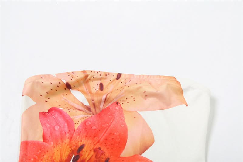 Radiant Lily Floral Tube Top – Chic Strapless Crop for Fall Outfits & Getaways