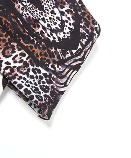 Savage Chic Leopard Zebra Mix Halter Top - Fall Party & Halloween Ready Backless Tie