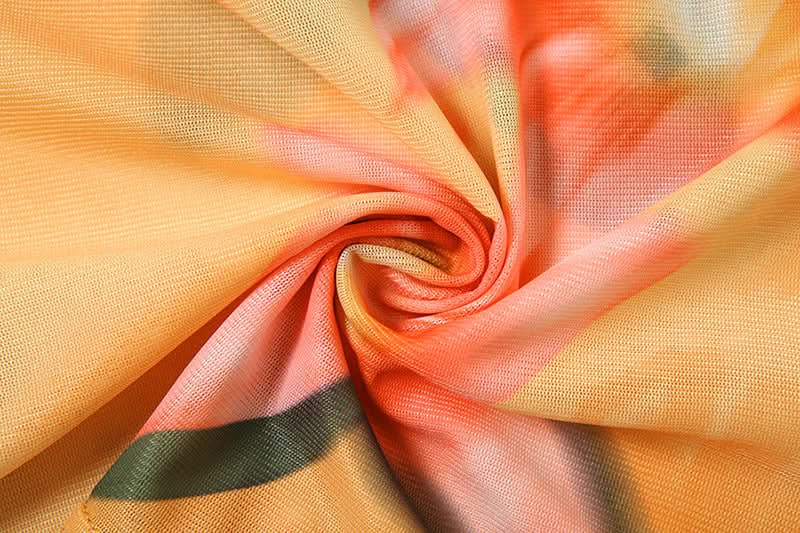 Y2K Floral Halter Cowl Neck Top - Vibrant Mesh for Effortless Fall & Vacay Style