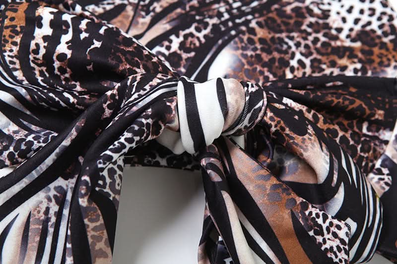 Savage Chic Leopard Zebra Mix Halter Top - Fall Party & Halloween Ready Backless Tie