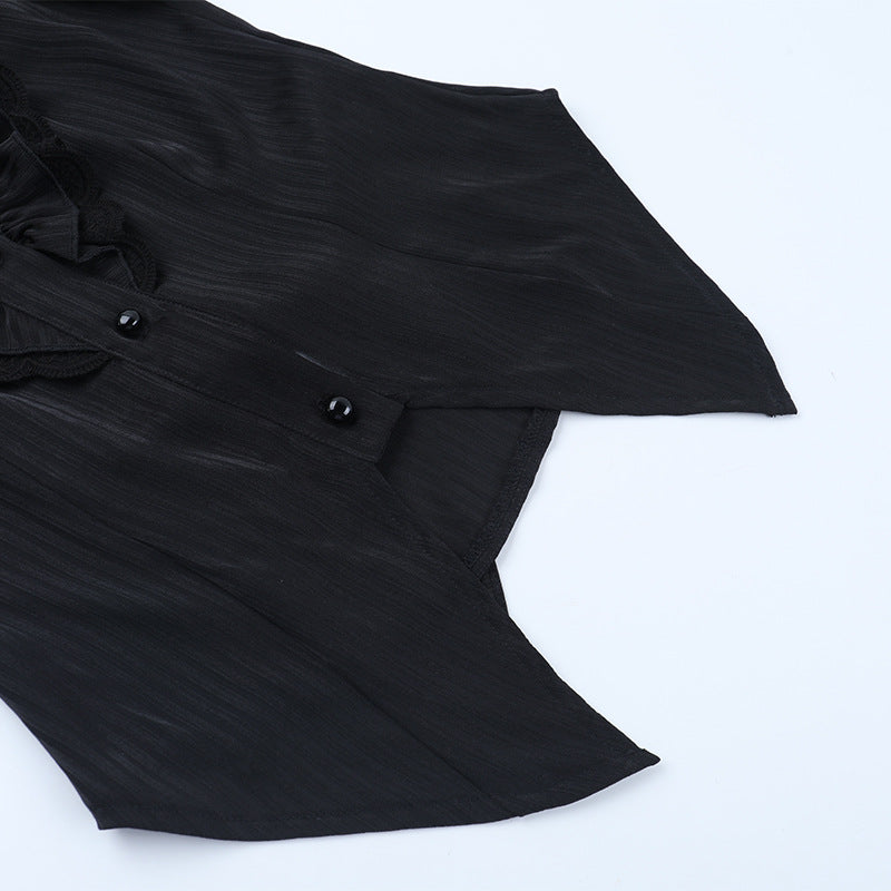 Chic Victorian Ruffle Collar Peplum Blouse - Elegant Fall & Holiday Button-Up Top