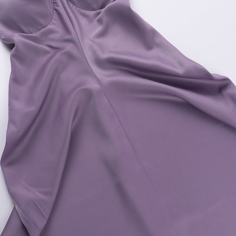 The 'Lavender Lustre' Ruched Satin Maxi Dress - Your Go-To for Fall Parties & Holiday Glam