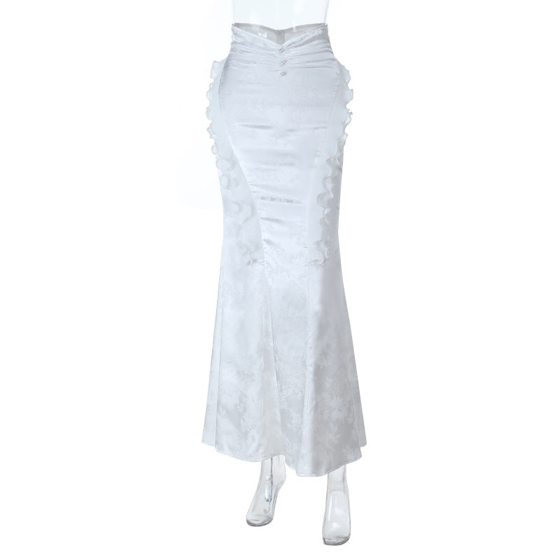 Enchanting White Ruffled Mermaid Gown - Autumn Gala & Spooky Chic Formalwear