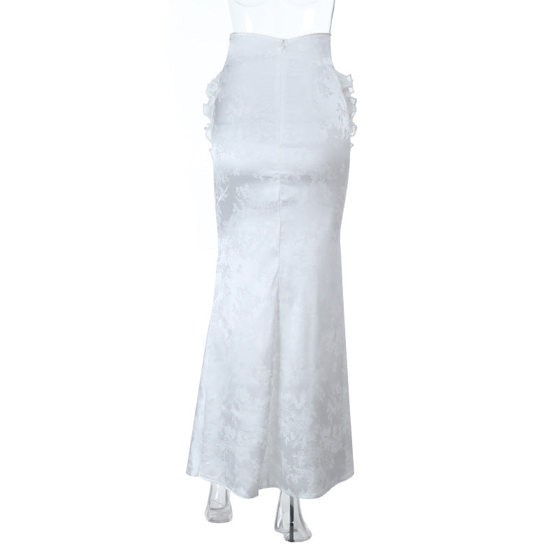 Enchanting White Ruffled Mermaid Gown - Autumn Gala & Spooky Chic Formalwear