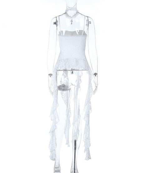 Ethereal Gothic White Lace Corset Cami Top - Fall Festivals & Halloween Party Ready