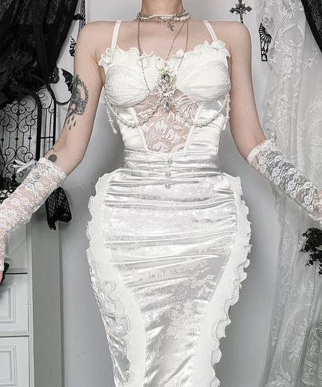 Enchanted Pearl Lace Bustier Top - Gothic Romance Ruffle Cami for Fall & Holiday Parties