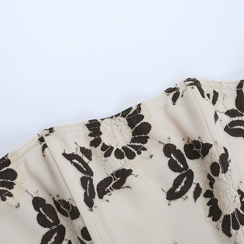 Chic Black & White Floral Bustier Top - Fall & Holiday Ready for Women