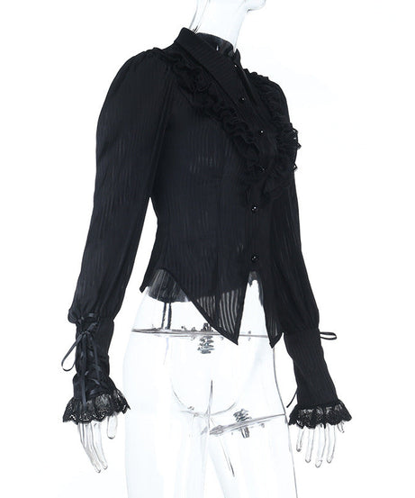 Gothic Romance Ruffle Blouse & Tiered Skirt Set | Spooky Chic Fall & Halloween Fashion