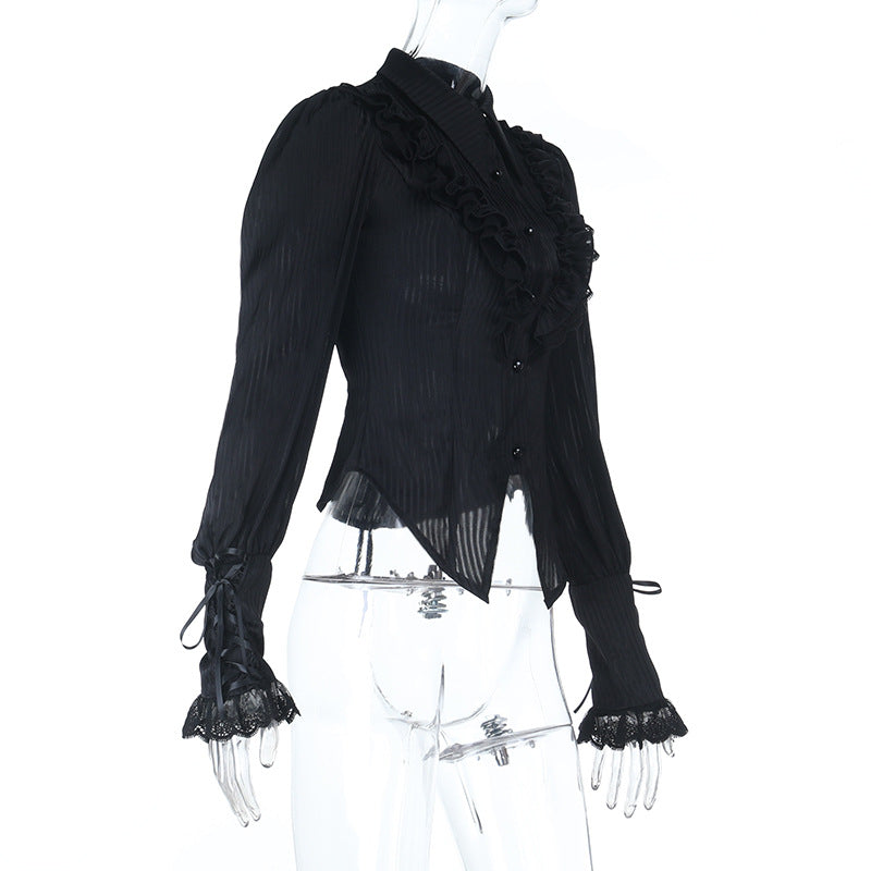 Gothic Romance Ruffle Blouse & Tiered Skirt Set | Spooky Chic Fall & Halloween Fashion