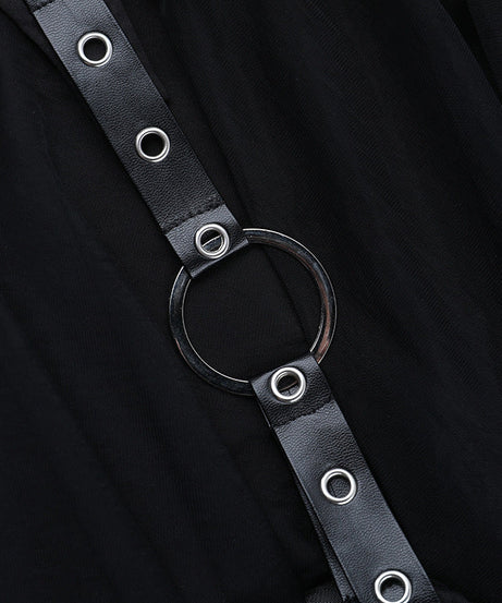 Spooky Chic: O-Ring Mesh Irregular Skirt - Gothic Punk Halloween Statement