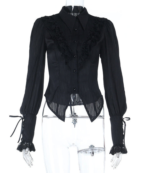 Gothic Romance Ruffle Blouse & Tiered Skirt Set | Spooky Chic Fall & Halloween Fashion