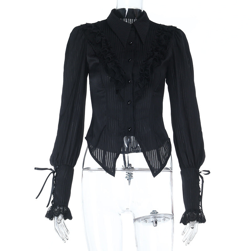 Gothic Romance Ruffle Blouse & Tiered Skirt Set | Spooky Chic Fall & Halloween Fashion