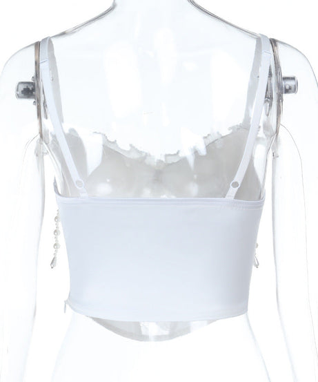 Enchanted Pearl Lace Bustier Top - Gothic Romance Ruffle Cami for Fall & Holiday Parties