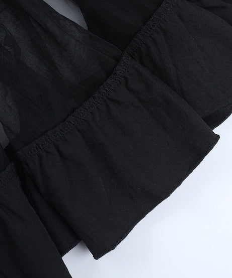 Spooky Chic: O-Ring Mesh Irregular Skirt - Gothic Punk Halloween Statement