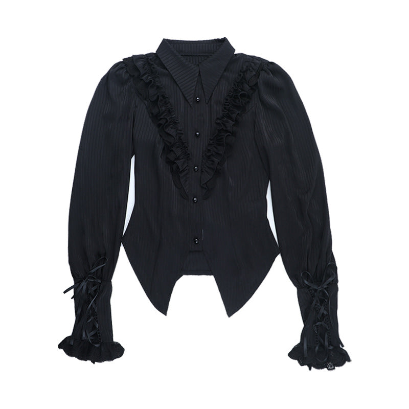 Gothic Romance Ruffle Blouse & Tiered Skirt Set | Spooky Chic Fall & Halloween Fashion