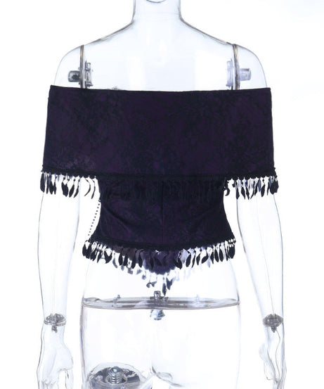 Bewitching Purple Gothic Off-Shoulder Corset Top - Your Enchanting Halloween & Fall Party Statement