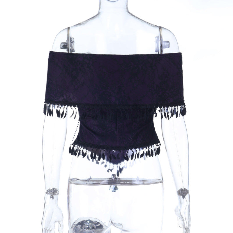 Bewitching Purple Gothic Off-Shoulder Corset Top - Your Enchanting Halloween & Fall Party Statement