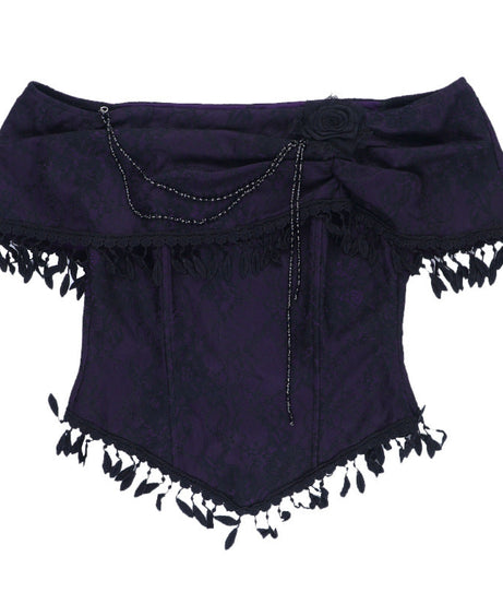 Bewitching Purple Gothic Off-Shoulder Corset Top - Your Enchanting Halloween & Fall Party Statement