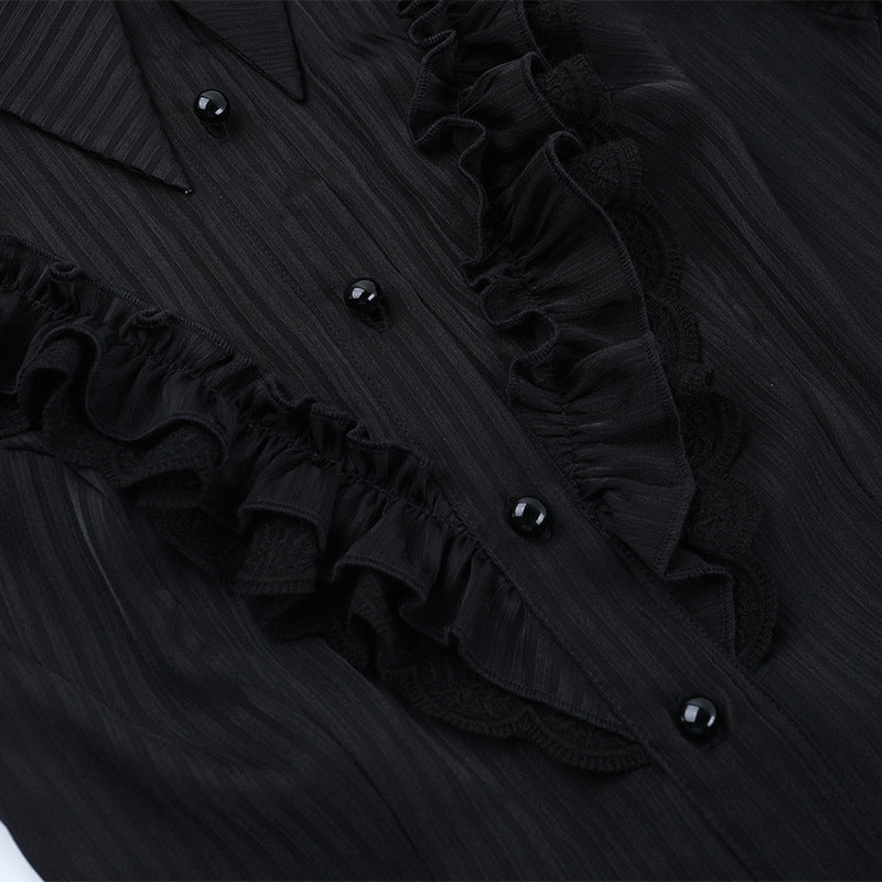 Gothic Romance Ruffle Blouse & Tiered Skirt Set | Spooky Chic Fall & Halloween Fashion