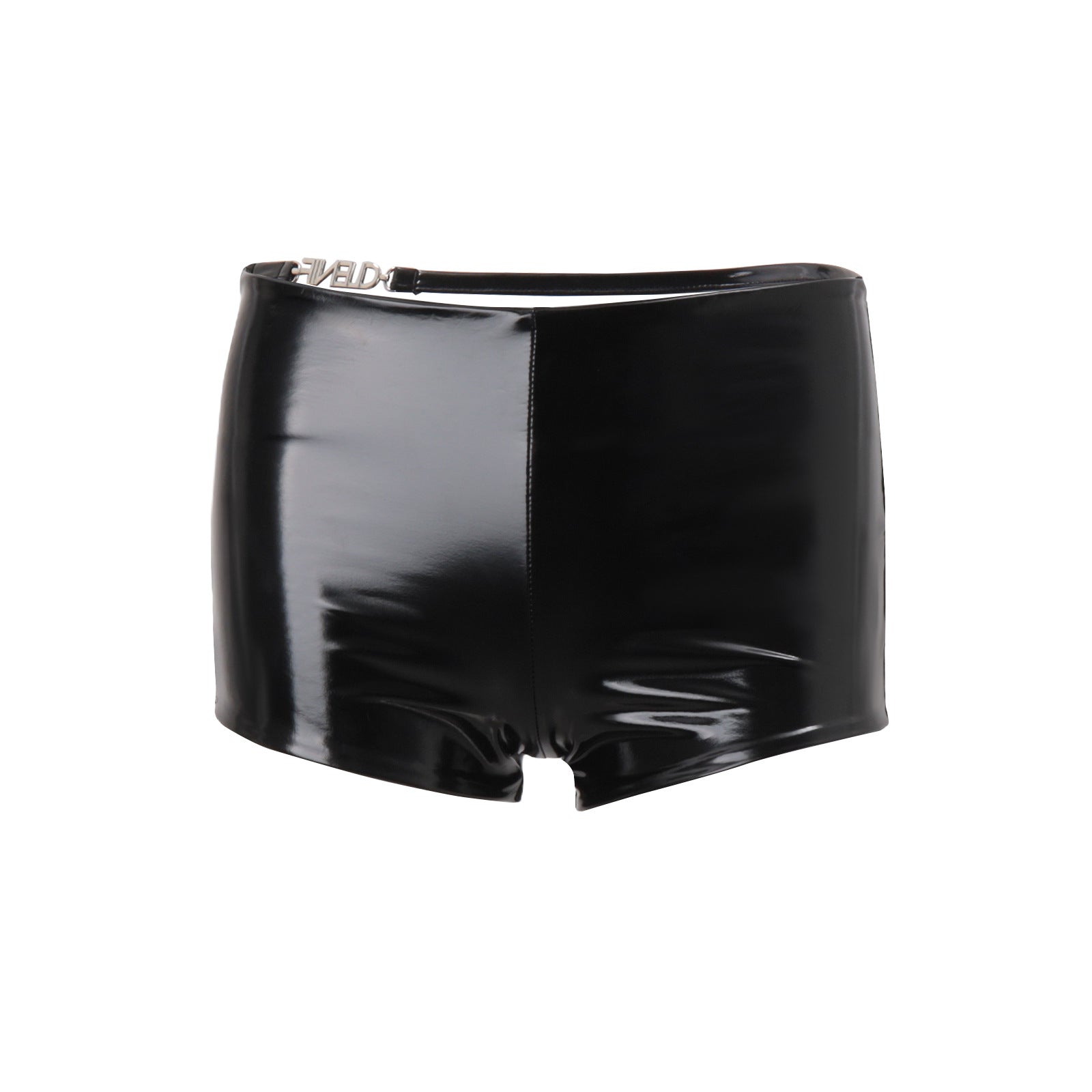 Dare to Shine: Women's Low Rise Patent Faux Leather 'Shield' Shorts - Edgy Fall Nights & Halloween Ready