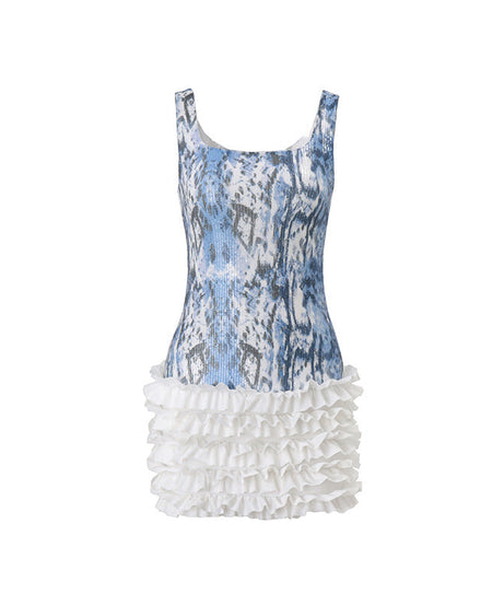 Dazzling Blue Snakeskin Glitter Ruffle Mini Dress - Your Ultimate Fall & Holiday Party Look