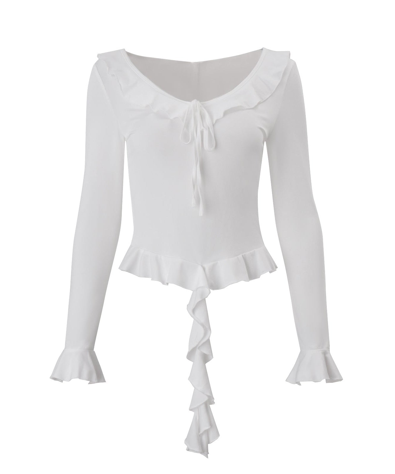 Romantic Ruffle Tie-Front Blouse: Flared Sleeve Peplum Top - Cozy Fall Chic